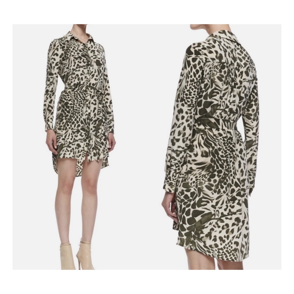 Diane Von Furstenberg Signature Silk Prita Shirt Dress in Feather Leopard